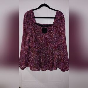 Floral Paisley Blouse in Pink and Black